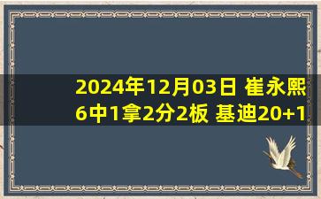 2024年12月03日 崔永熙6中1拿2分2板 基迪20+13+11 残阵篮网惨败公牛